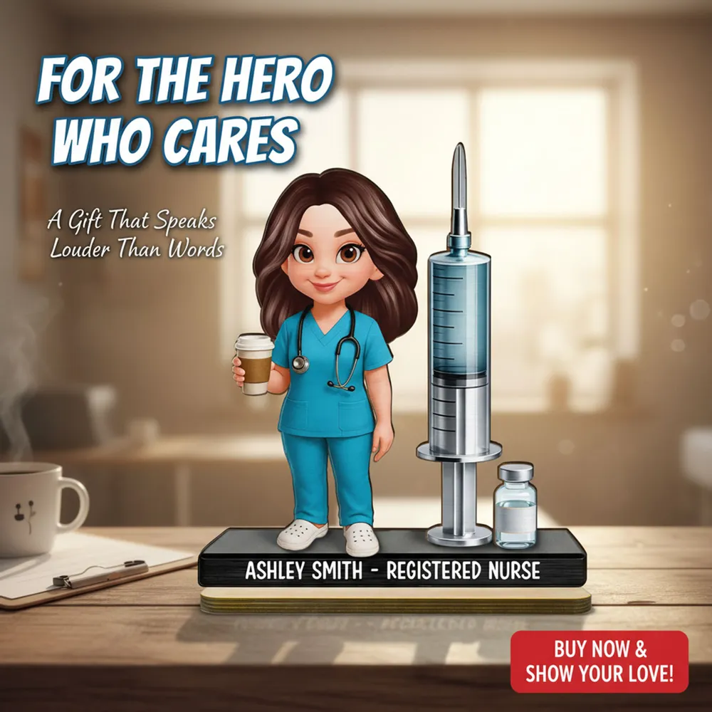 Personalized 2-Layer Wooden Plaque Nurse Figurine with Scrubs & Stethoscope - Unique Gift for Nurses - Image 6