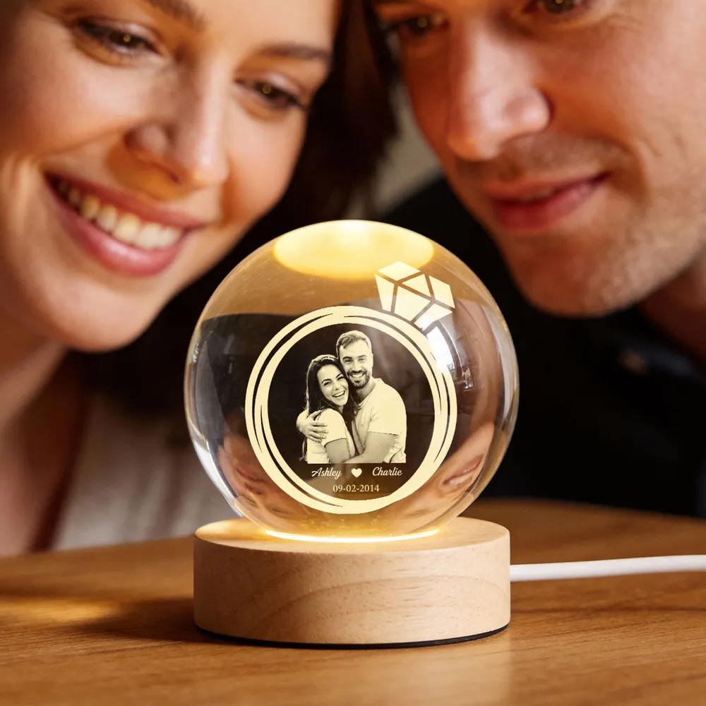 Eternal Love Globe Lamp - Custom Photo Night Light With Couple Hugging - Sweet Anniversary Gift - Image 6