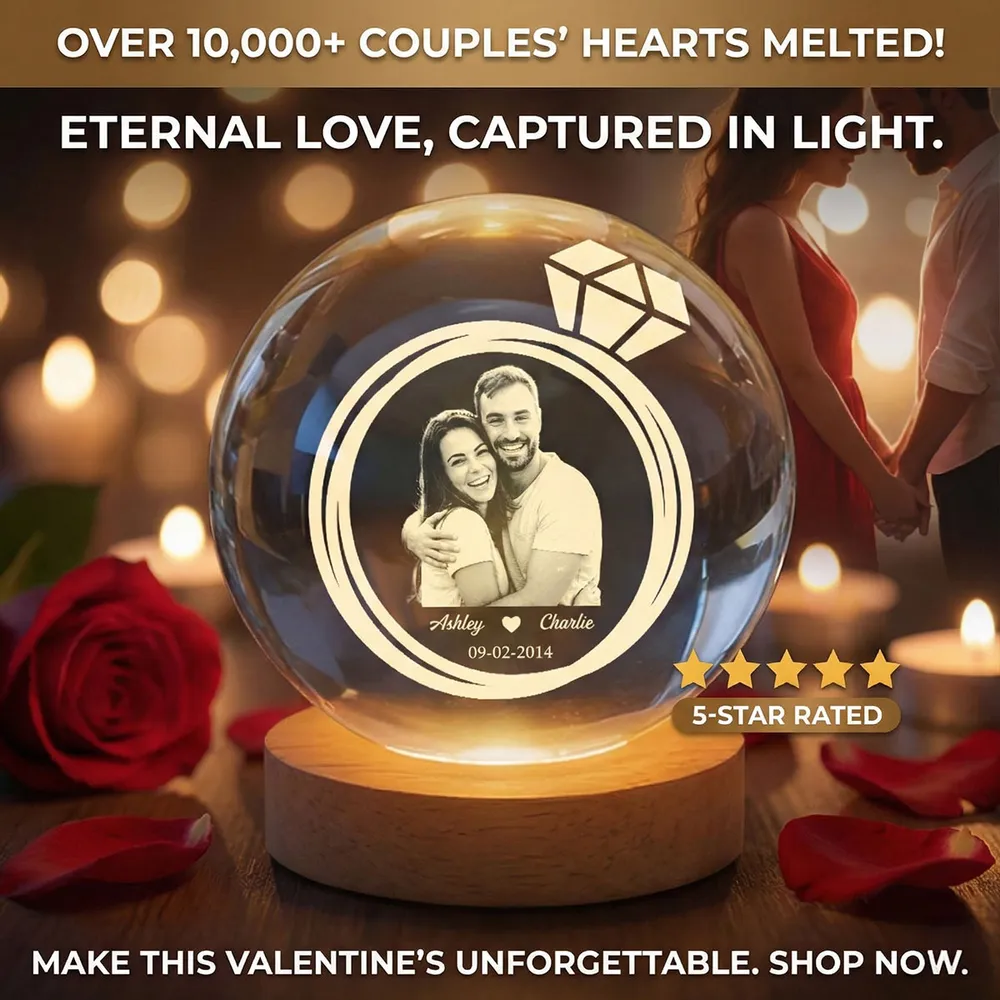 Eternal Love Globe Lamp - Custom Photo Night Light With Couple Hugging - Sweet Anniversary Gift - Image 8