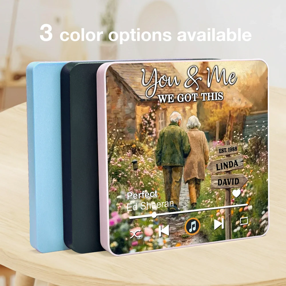 Personalized Acrylic Music Magnet with Walking Couple on a Wildflower Path, You & Me We Got This Unique Gift - Image 3
