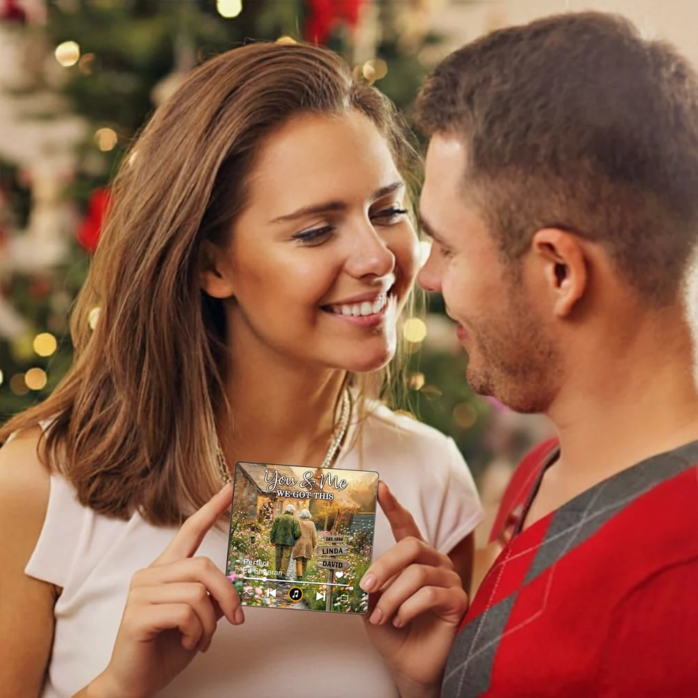 Personalized Acrylic Music Magnet with Walking Couple on a Wildflower Path, You & Me We Got This Unique Gift - Image 8