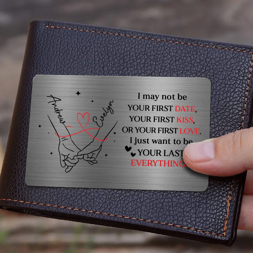 Metal Wallet Card 'Your Last Everything' Message, Personalized Romantic Keepsake, Pocket Friendly Daily Reminder, Unique Gift for Him - Image 2