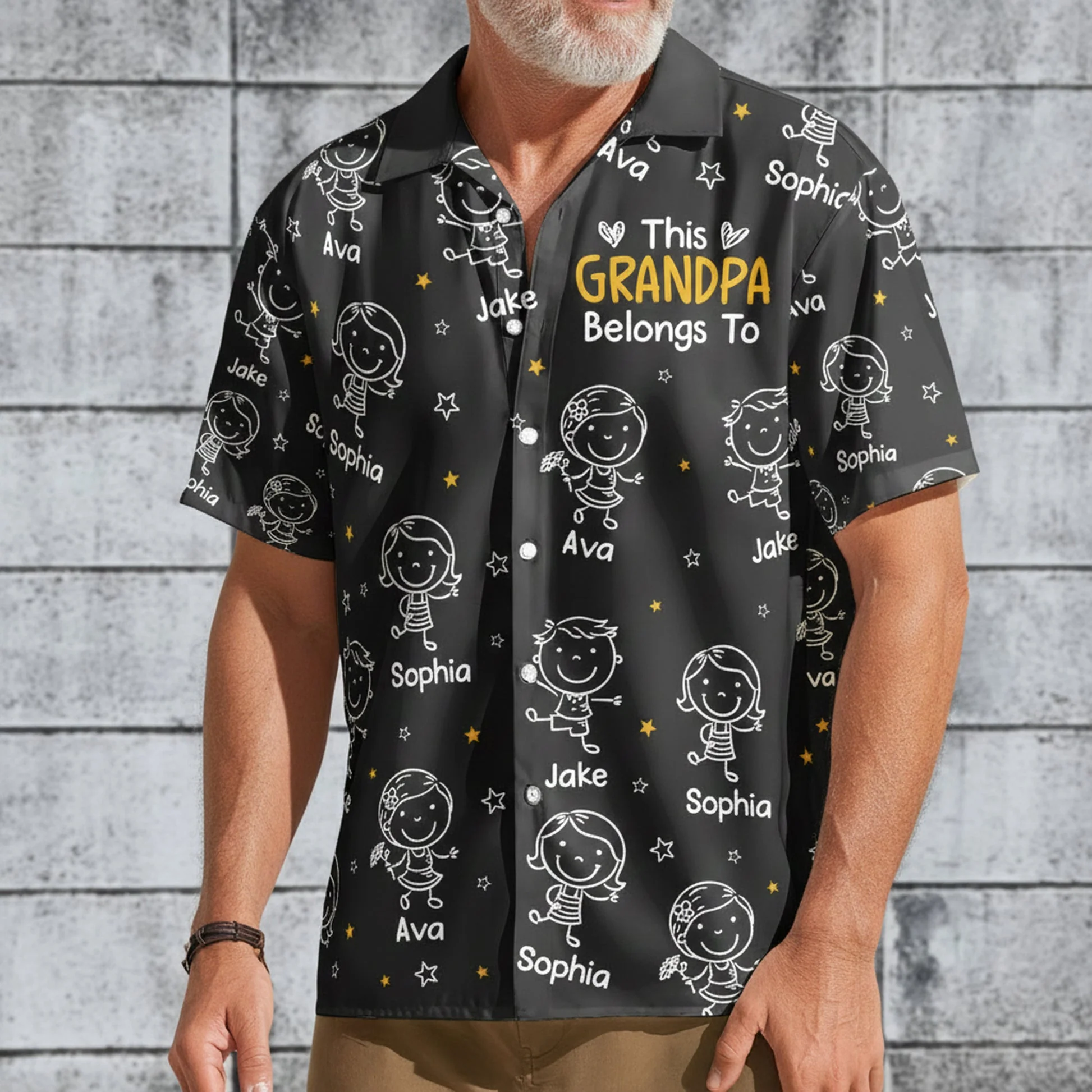 Personalized Hawaiian Shirt This Grandpa Belongs To Cute Cartoon Kids Pattern - Unique Family Gift - Image 3