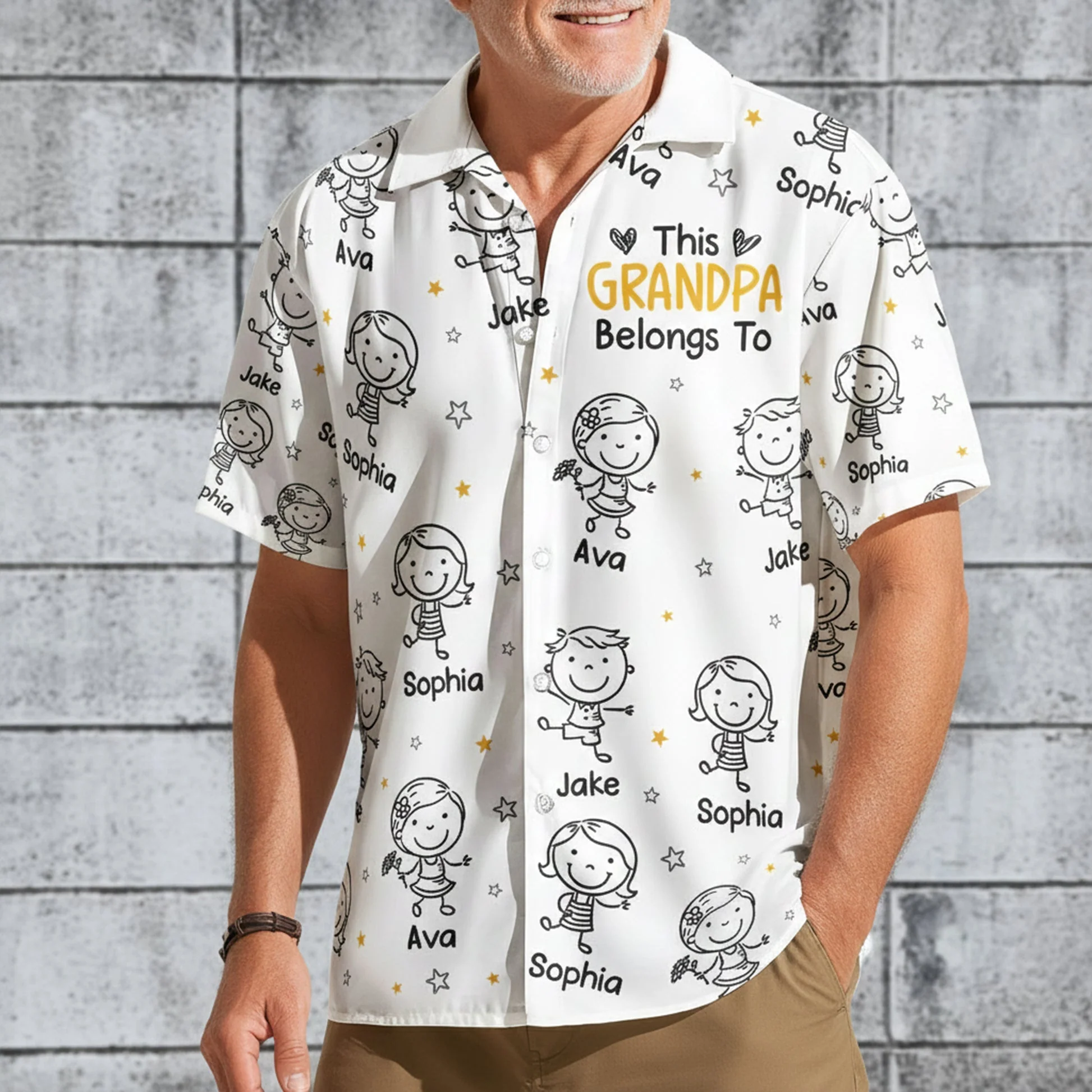 Personalized Hawaiian Shirt This Grandpa Belongs To Cute Cartoon Kids Pattern - Unique Family Gift - Image 4