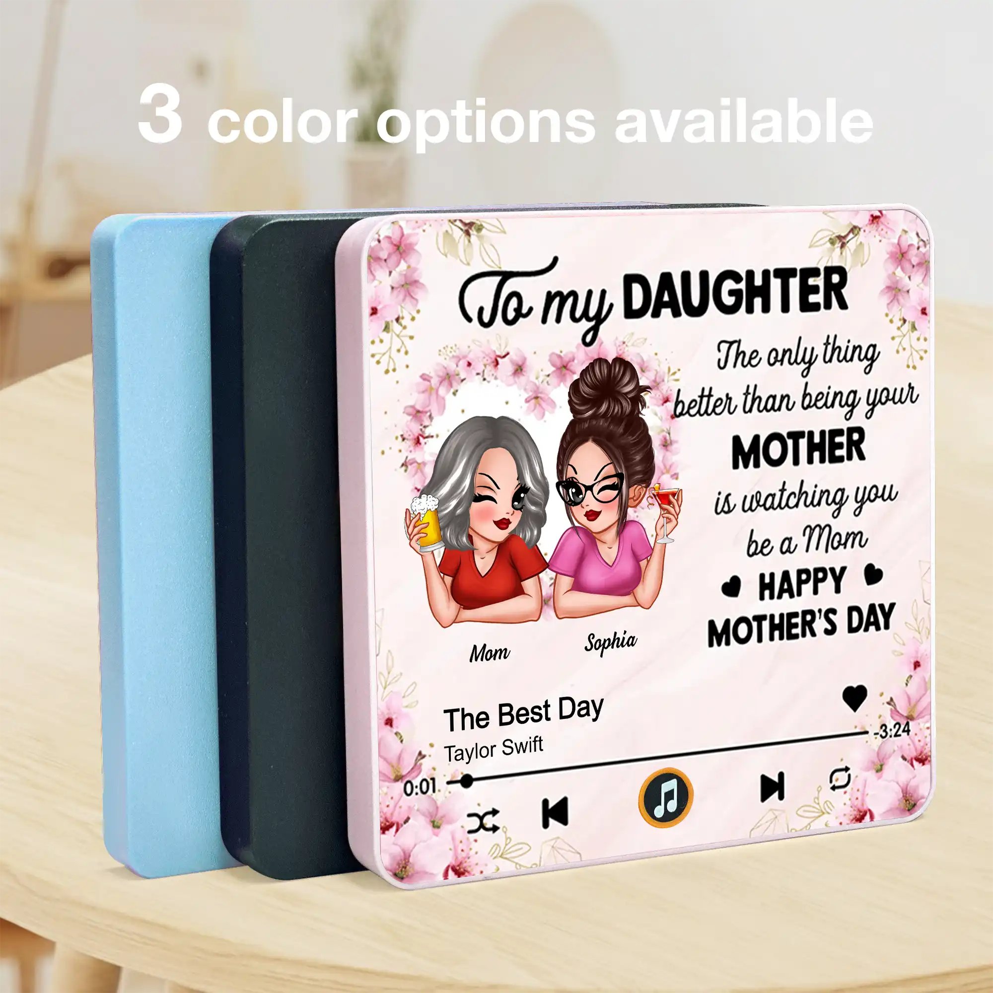 Acrylic Music Magnet For Mom and Daughter, Sweet Mother's Day Message with Floral Notes, Personalized Unique Gift Fridge Decor - Image 5