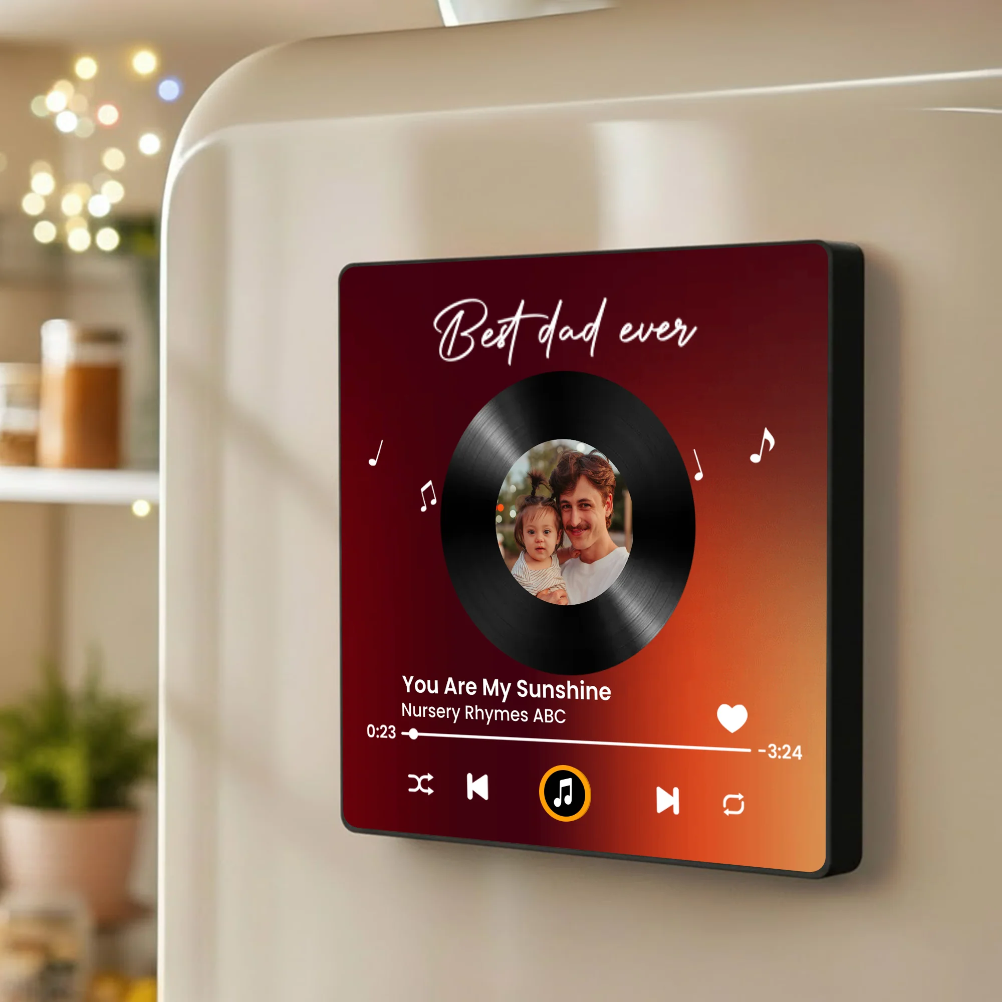 Personalized Acrylic Music Magnet With Photo & Song Look, Best Dad Ever Fridge Decor, Unique Father's Day Gift - Image 2