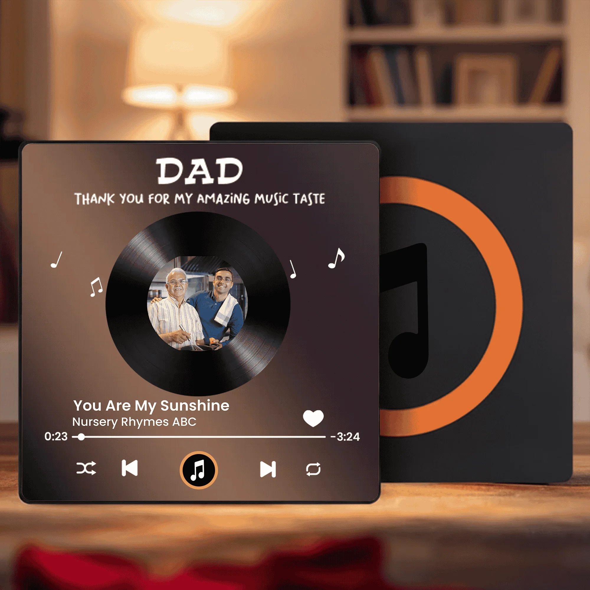 Personalized Acrylic Music Magnet for Dad - Custom Photo Song Style Fridge Decor, Unique Thank You Gift