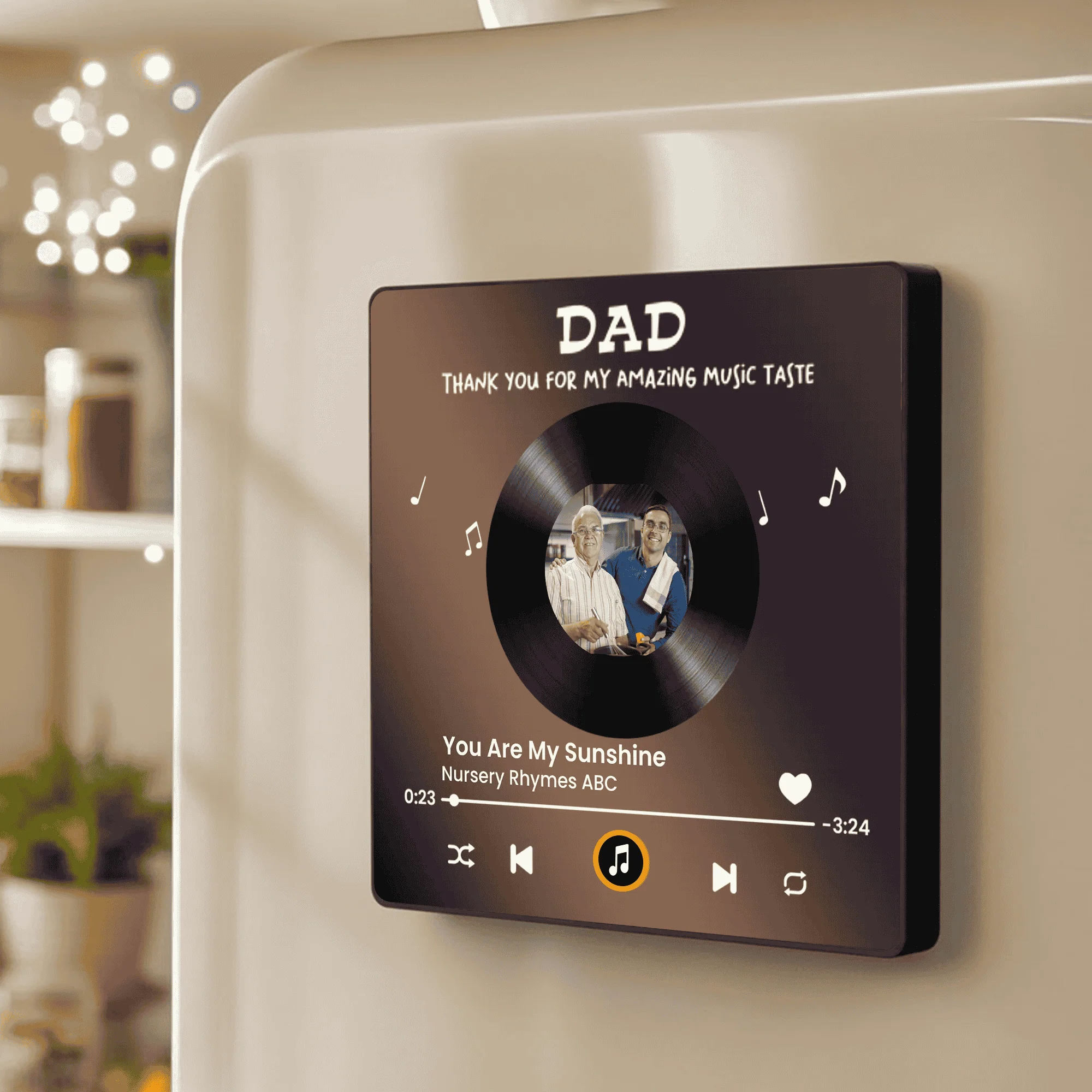 Personalized Acrylic Music Magnet for Dad - Custom Photo Song Style Fridge Decor, Unique Thank You Gift - Image 2