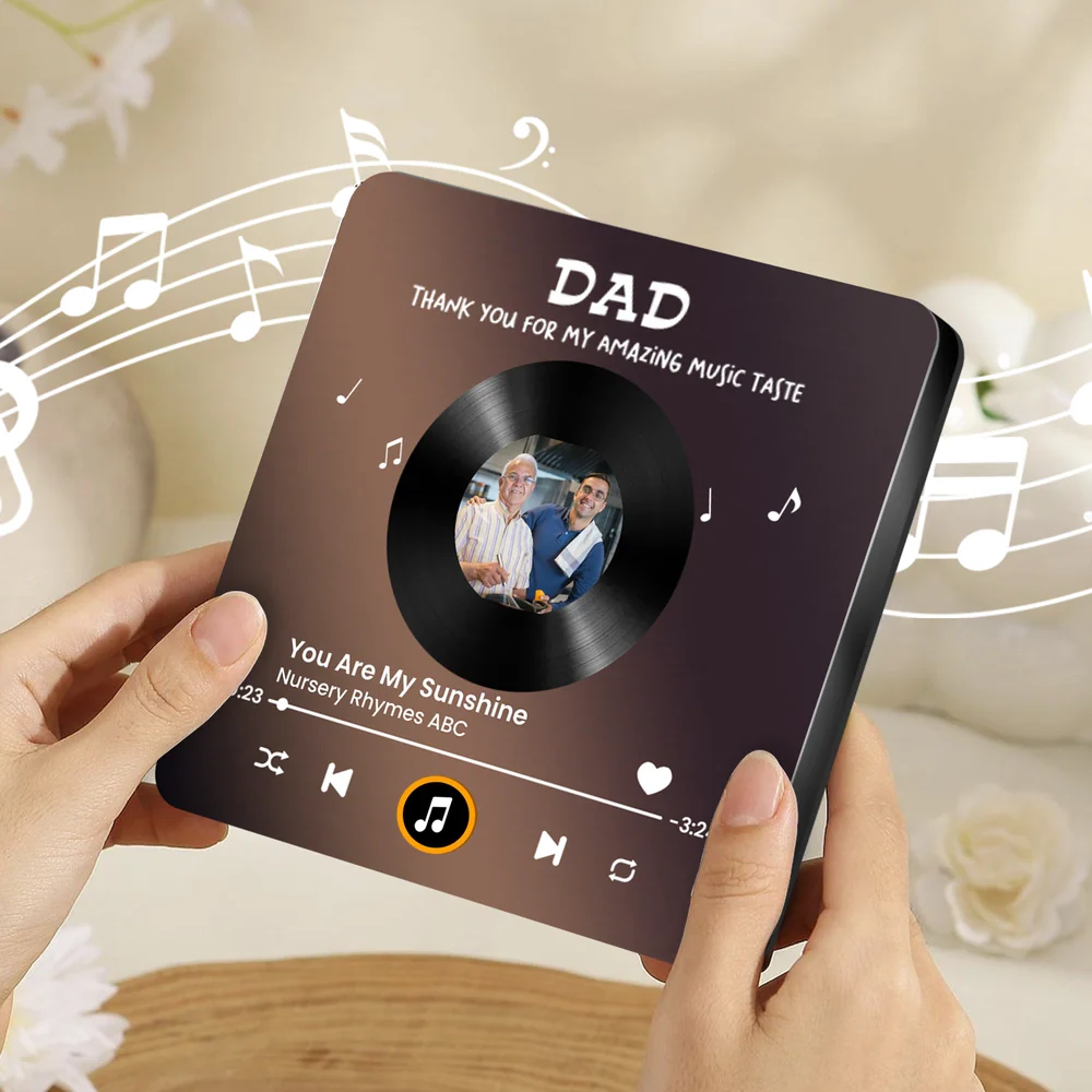 Personalized Acrylic Music Magnet for Dad - Custom Photo Song Style Fridge Decor, Unique Thank You Gift - Image 3