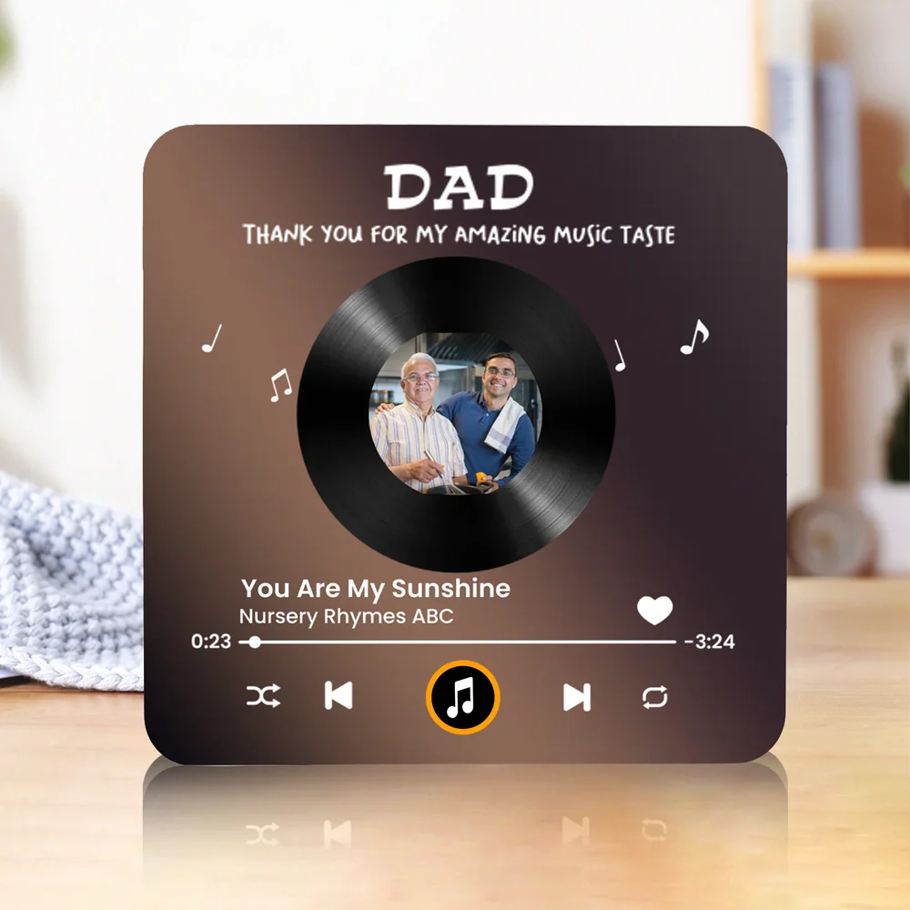 Personalized Acrylic Music Magnet for Dad - Custom Photo Song Style Fridge Decor, Unique Thank You Gift - Image 6