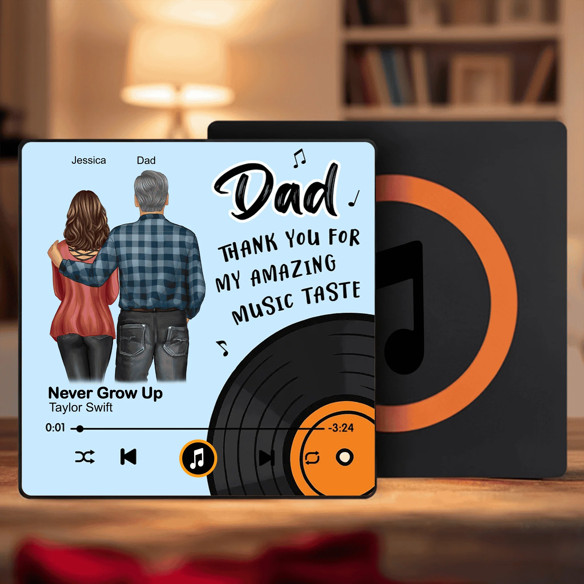 Personalized Acrylic Music Magnet with Dad Song Art, Cute Fridge Decoration, Unique Gift for Dad