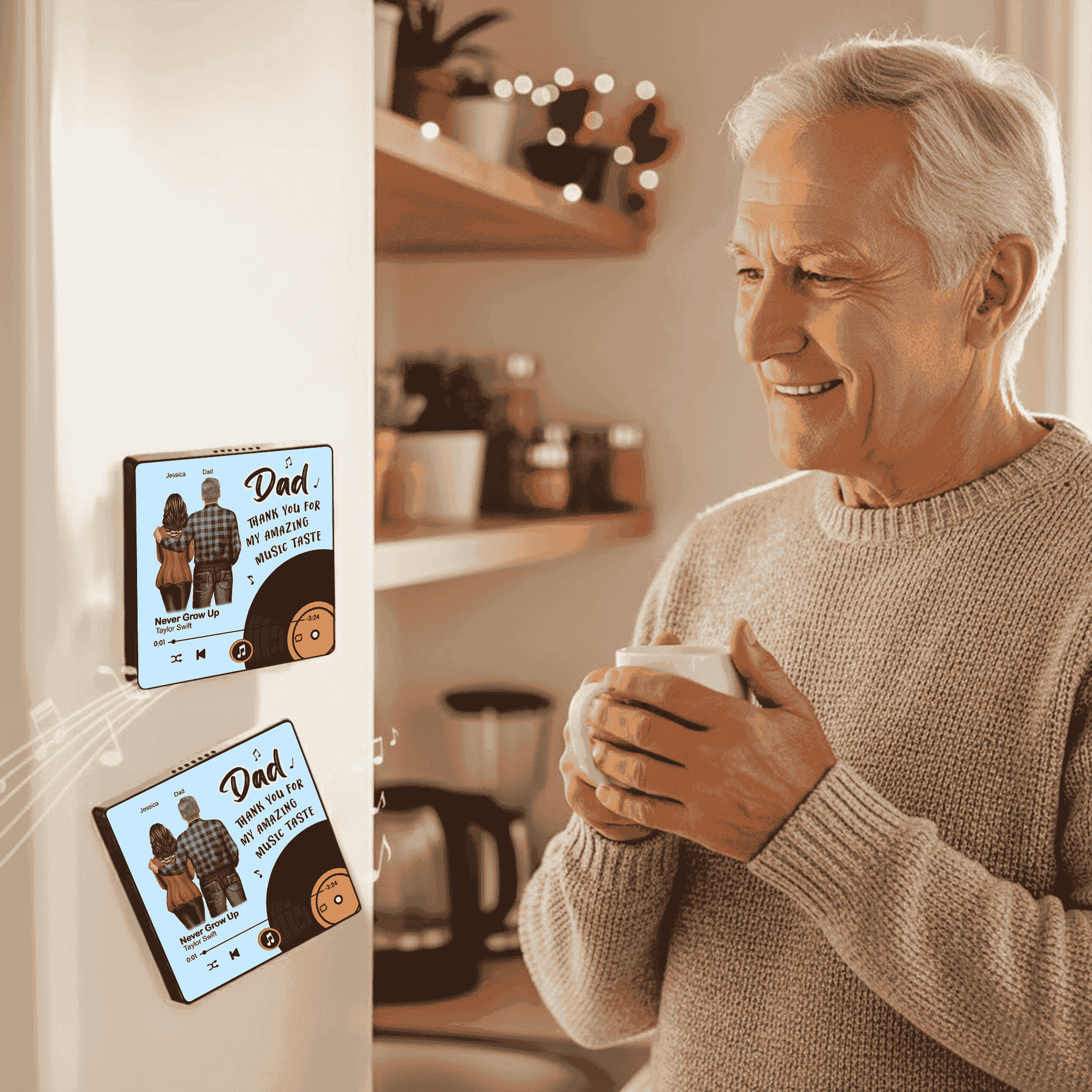 Personalized Acrylic Music Magnet with Dad Song Art, Cute Fridge Decoration, Unique Gift for Dad - Image 6