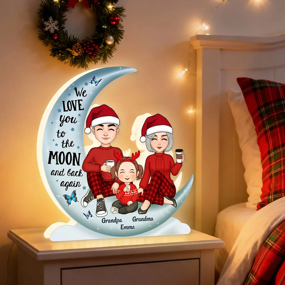 Acrylic Light Box 'We Love You to the Moon and Back' Night Light, Sweet Grandparent Gift, Cozy Bookshelf Decor - Image 6