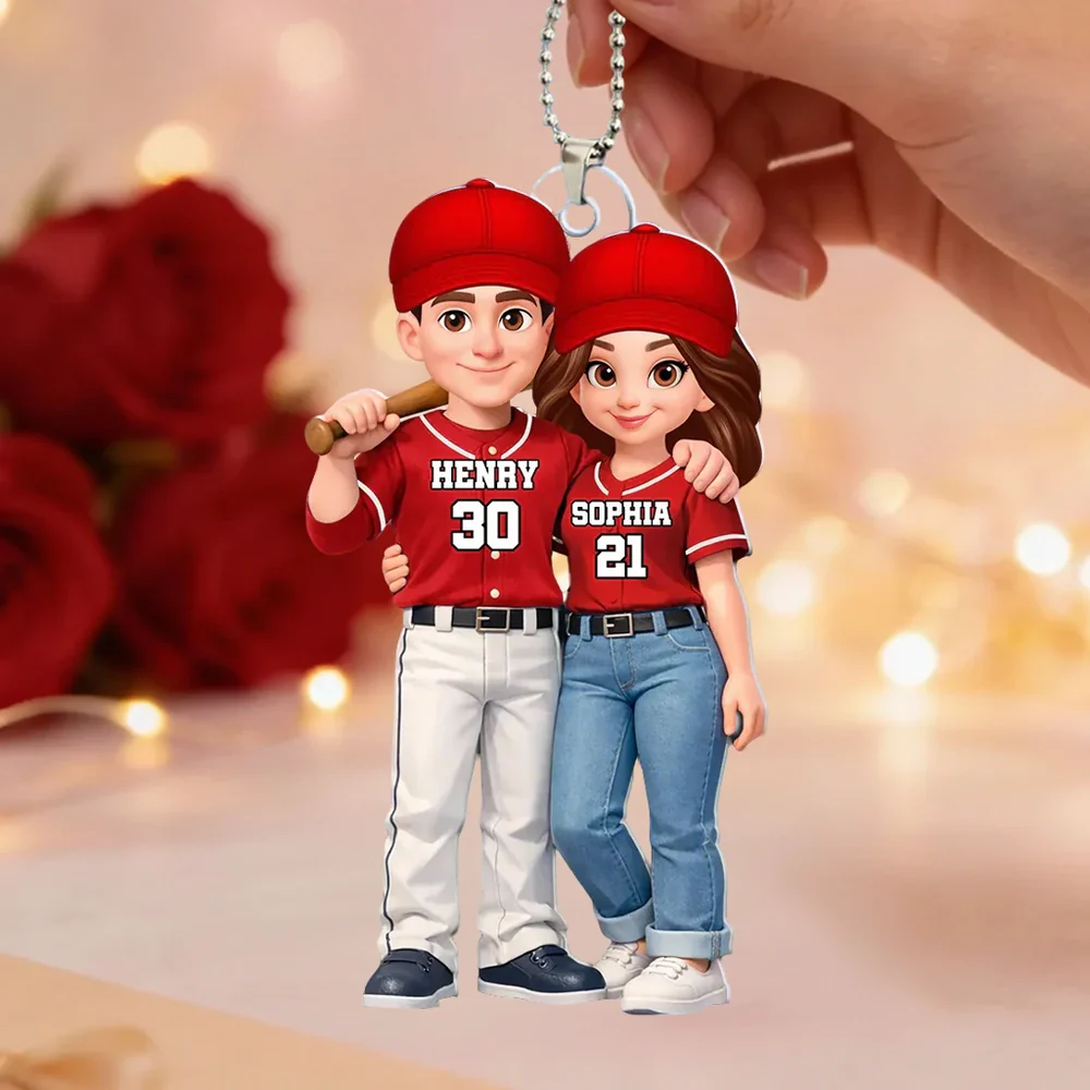 I'll Always Be Your Biggest Fan Acrylic Car Hanger, Personalized Baseball Couple Mirror Decor, Sweet Gift for Couples - Image 2