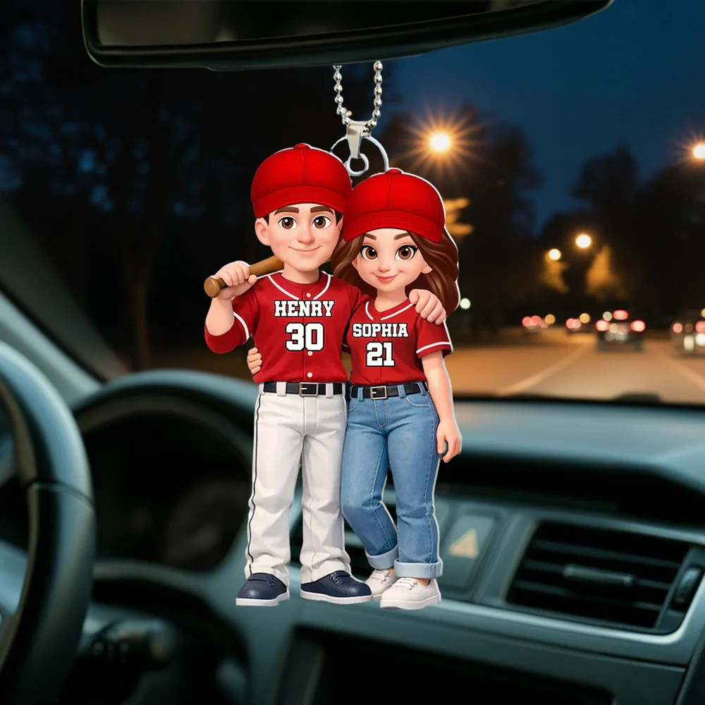 I'll Always Be Your Biggest Fan Acrylic Car Hanger, Personalized Baseball Couple Mirror Decor, Sweet Gift for Couples - Image 4