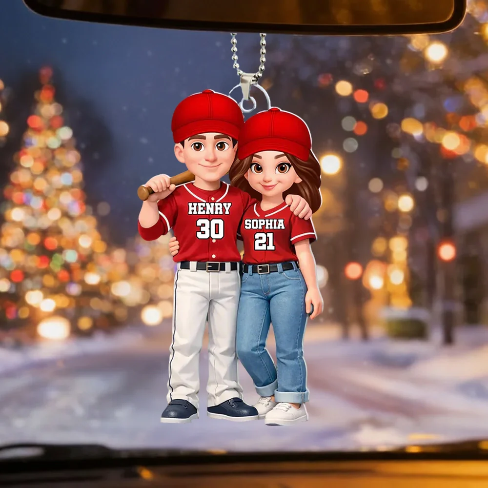 I'll Always Be Your Biggest Fan Acrylic Car Hanger, Personalized Baseball Couple Mirror Decor, Sweet Gift for Couples - Image 5