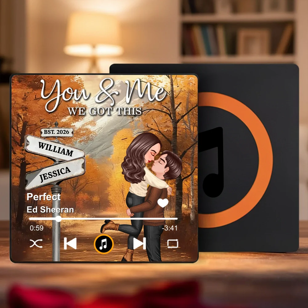 You & Me We Got This Acrylic Music Magnet Romantic Fall Kissing Couple Fridge Decoration Personalized Gift