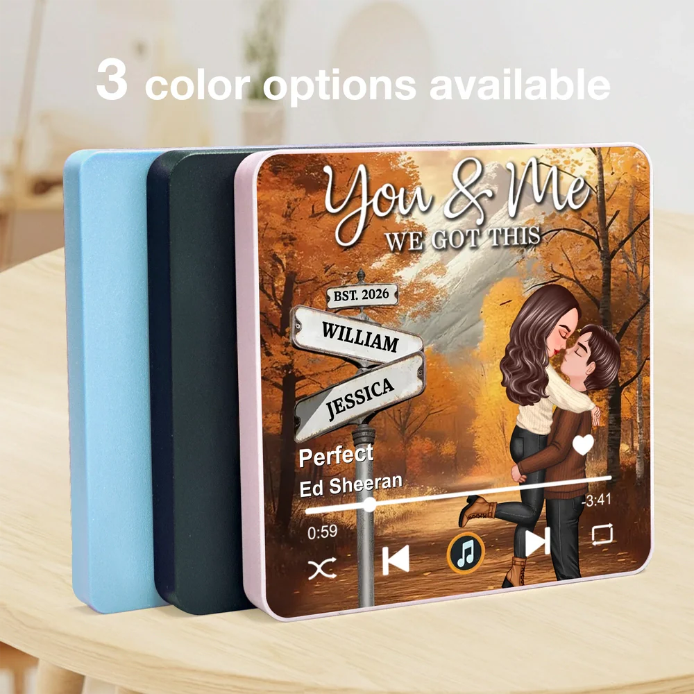 You & Me We Got This Acrylic Music Magnet Romantic Fall Kissing Couple Fridge Decoration Personalized Gift - Image 5