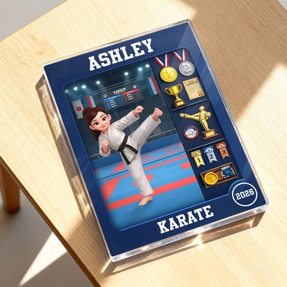 Personalized Karate Rectangle Acrylic Block Plaque, Kicking Girl Trophy Scene, Unique Creative Gift for Martial Arts Fans - Image 7