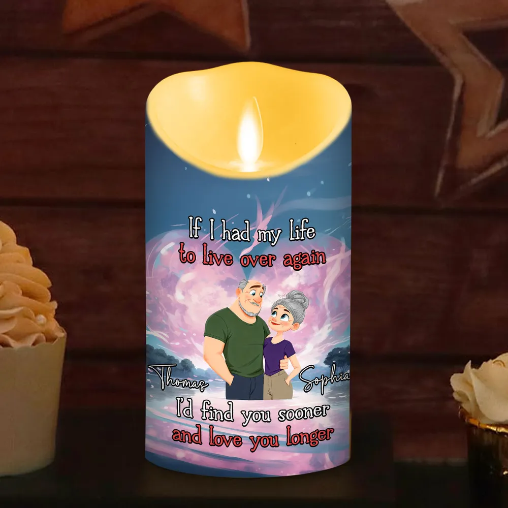 Personalized Flameless LED Candle with Romantic Quote, Cute Couple Art, Warm Glow Keepsake, Unique Gift for Wife or Husband - Image 4