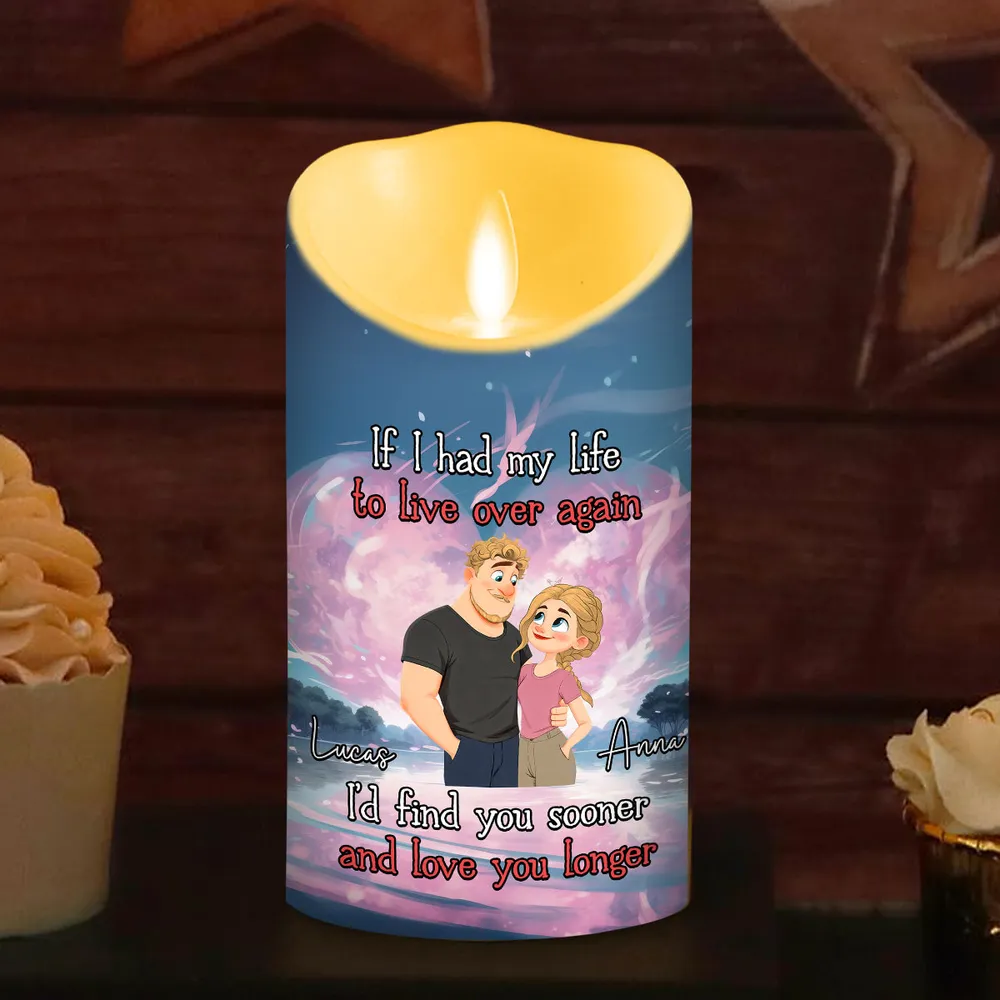 Personalized Flameless LED Candle with Romantic Quote, Cute Couple Art, Warm Glow Keepsake, Unique Gift for Wife or Husband - Image 5
