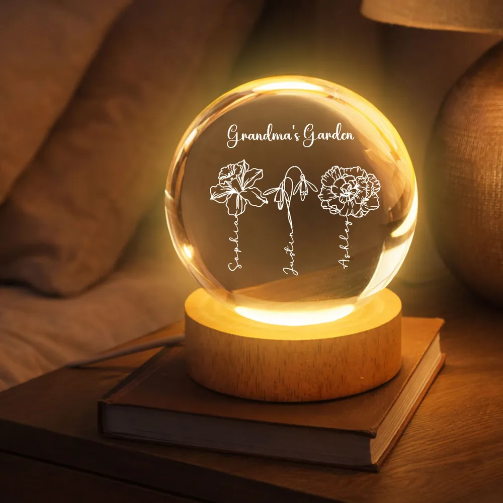 Globe Lamp Grandma's Garden Floral Glow, Personalized Keepsake for Cozy Home Decor, Sweet Gift for Grandma - Image 4