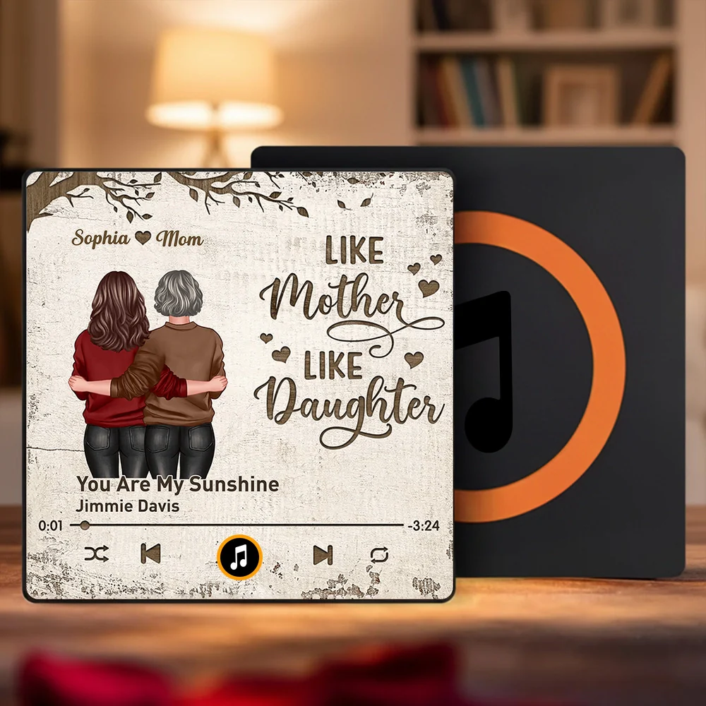 Personalized Acrylic Music Magnet Like Mother Like Daughter Fridge Decor, Unique Gift for Mom, Heartwarming Note Holder