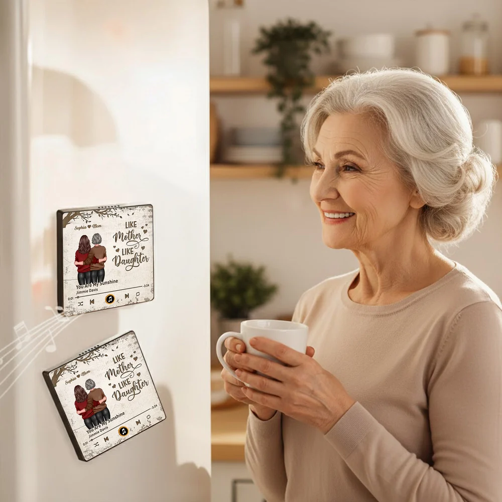 Personalized Acrylic Music Magnet Like Mother Like Daughter Fridge Decor, Unique Gift for Mom, Heartwarming Note Holder - Image 5