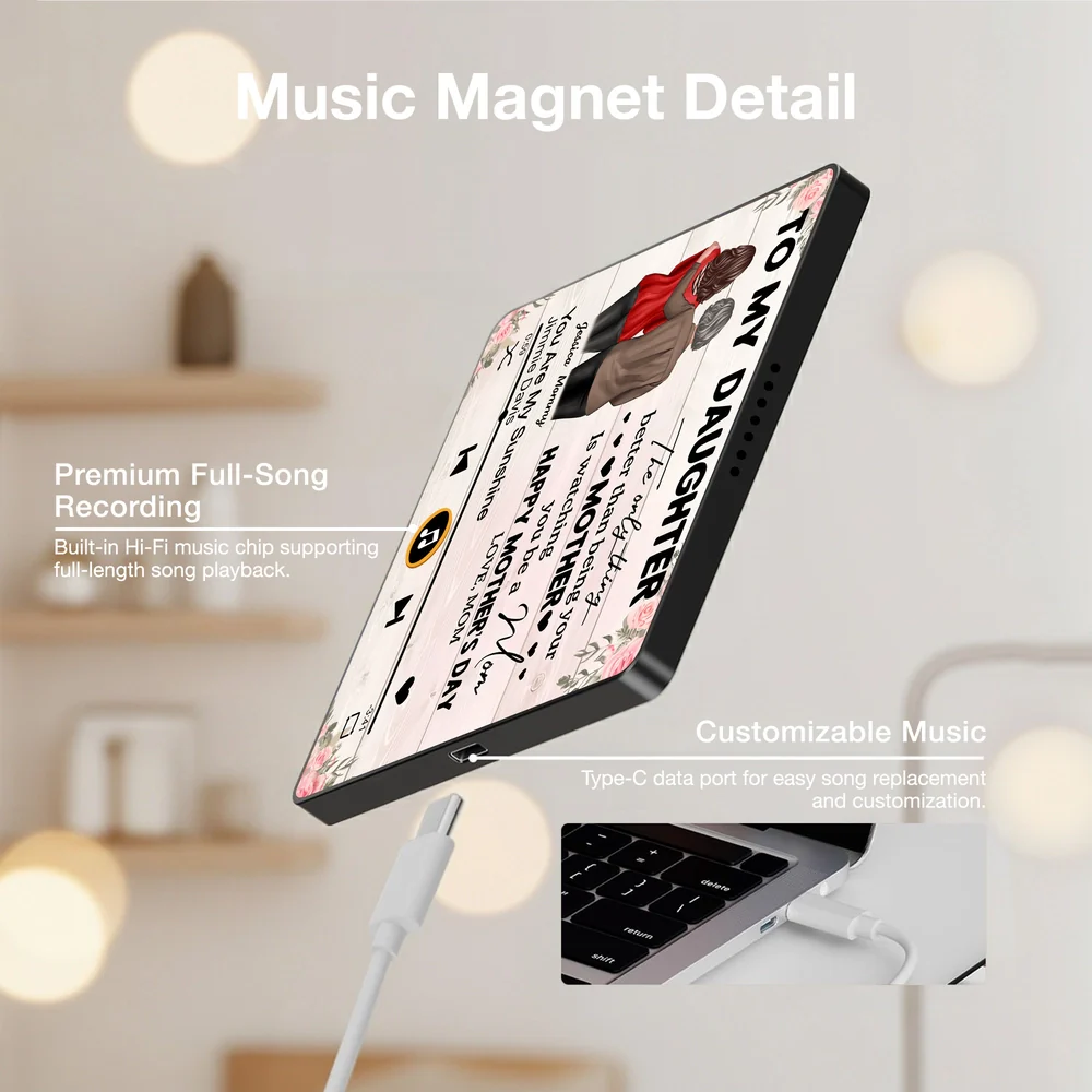 Personalized Acrylic Music Magnet To My Daughter, Mother Watching You Be a Mom, Floral Fridge Decor, Unique Mother's Day Gift - Image 4