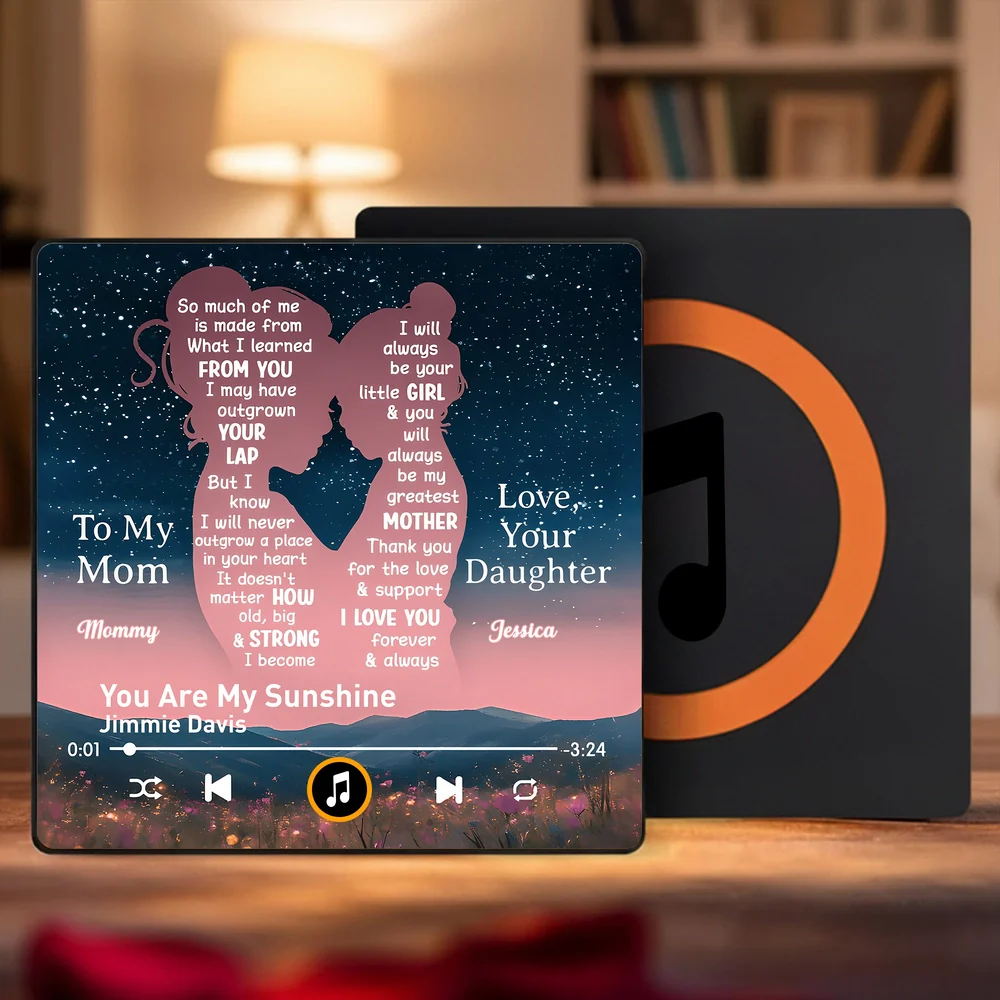 Personalized Acrylic Music Magnet for Mom, Sunset Mountain Song Design, Unique Mother-Daughter Gift That Feels Like a Keepsake