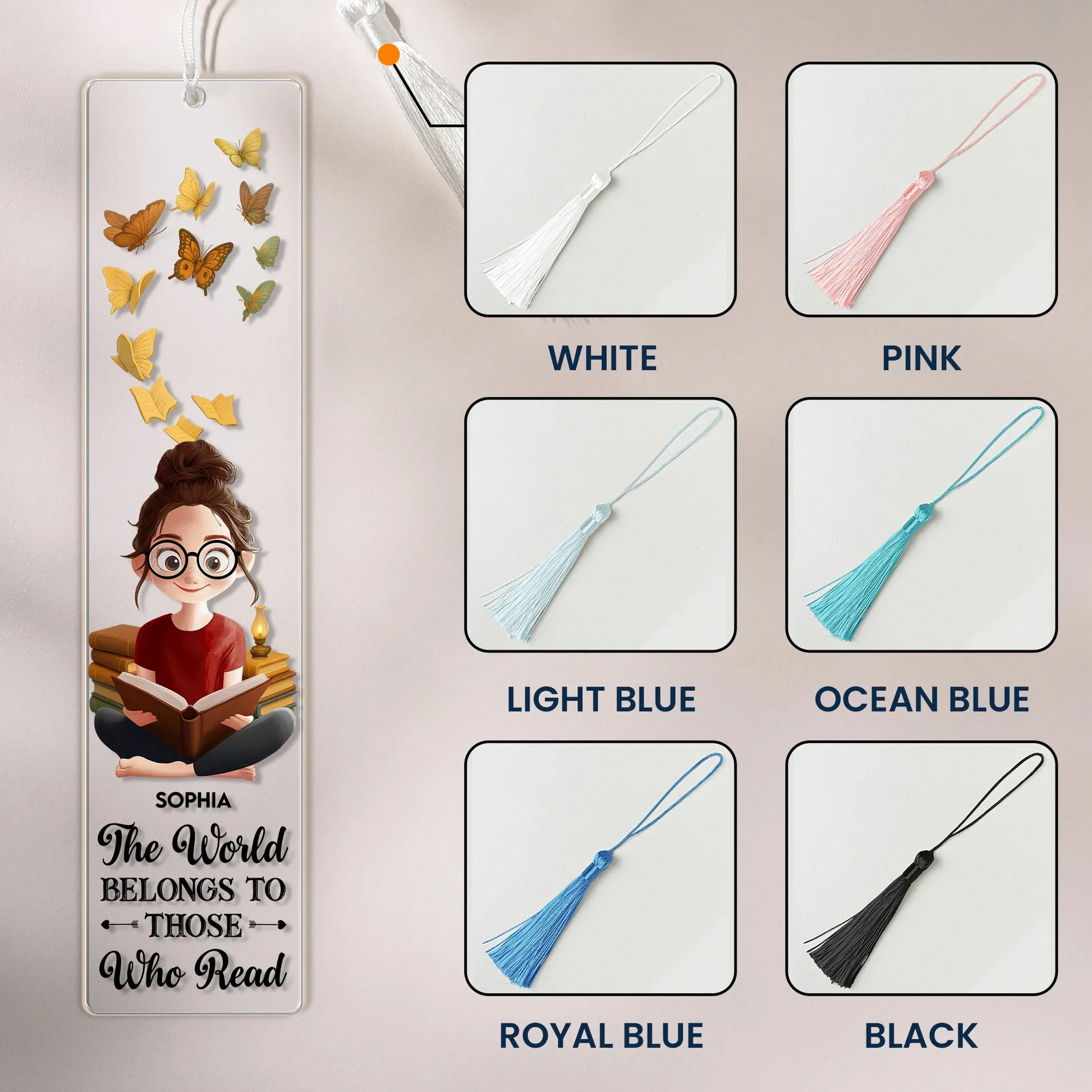 Custom Acrylic Bookmark for Readers - Cozy Book Stack Illustration, A Thoughtful Unique Gift for Best Friend or Teacher - Image 4