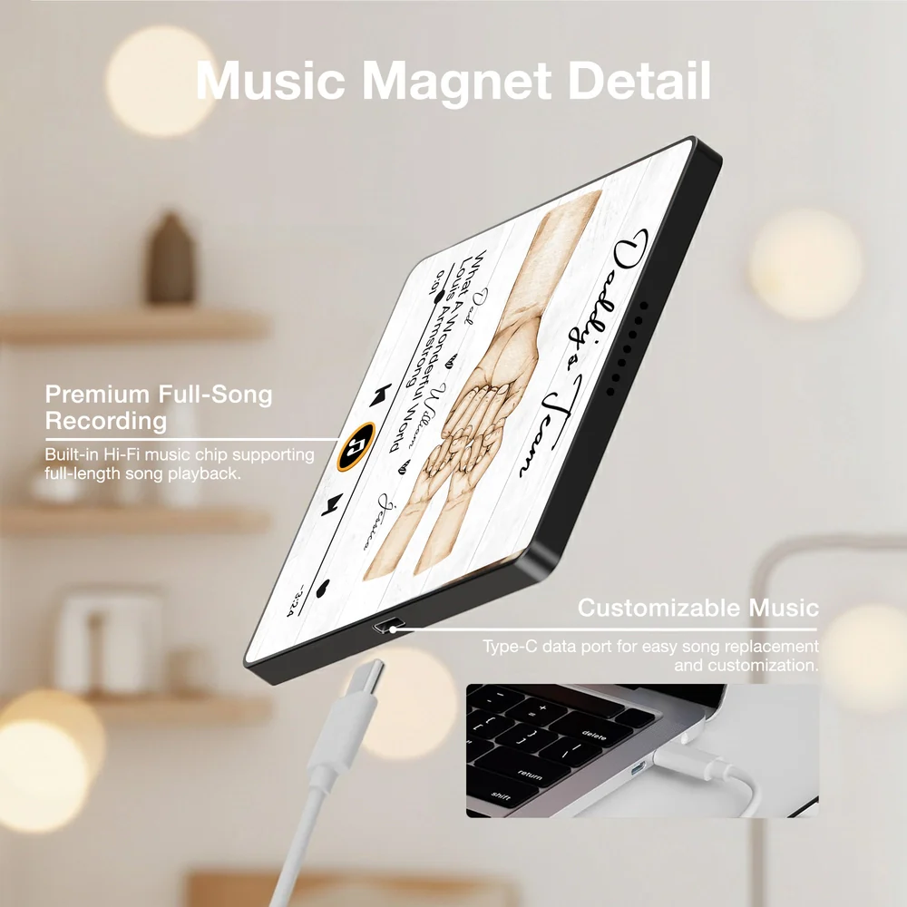 Personalized Acrylic Music Magnet with Daddy's Team Hand Fist Bump - Unique Gift for Dad for Fridge Decor - Image 4