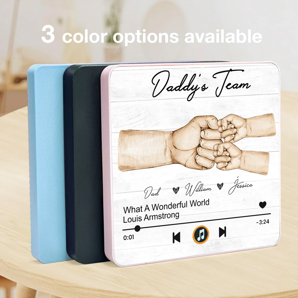 Personalized Acrylic Music Magnet with Daddy's Team Hand Fist Bump - Unique Gift for Dad for Fridge Decor - Image 5