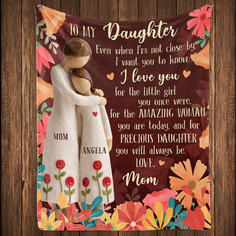 To My Daughter Message Fleece Blanket, Warm Floral Hug Design, Heartwarming Personalized Unique Gift from Mom - Image 4