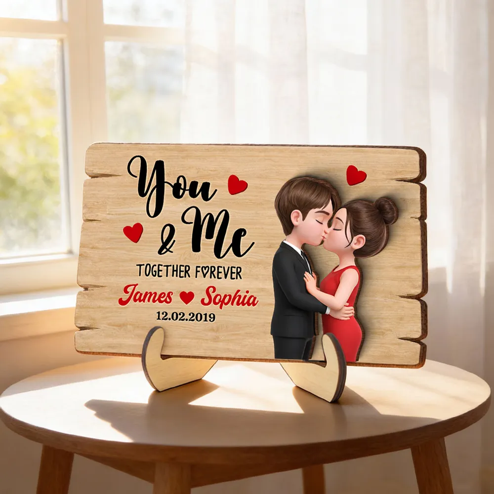 Personalized 2-Layer Wooden Plaque You & Me Together Forever Kissing Couple Warm Romantic Keepsake Unique Gift For Husband Or Wife - Image 8