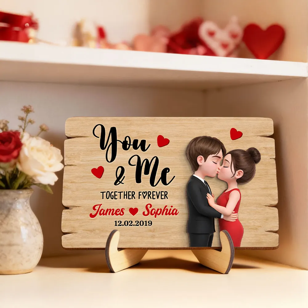 Personalized 2-Layer Wooden Plaque You & Me Together Forever Kissing Couple Warm Romantic Keepsake Unique Gift For Husband Or Wife - Image 9