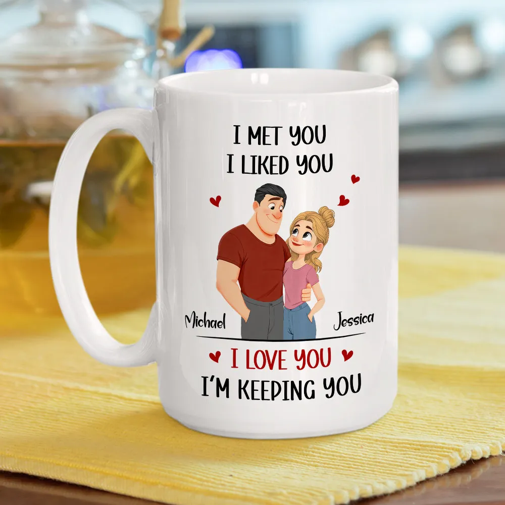 Personalized Couple Cartoon Ceramic Mug, 'I Love You I'm Keeping You' Cute Gift for Husband or Wife - Image 4