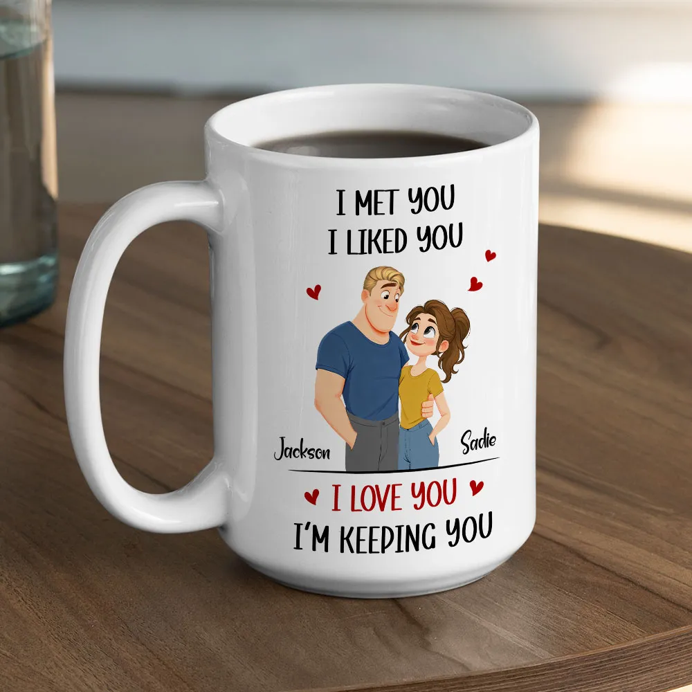 Personalized Couple Cartoon Ceramic Mug, 'I Love You I'm Keeping You' Cute Gift for Husband or Wife - Image 5