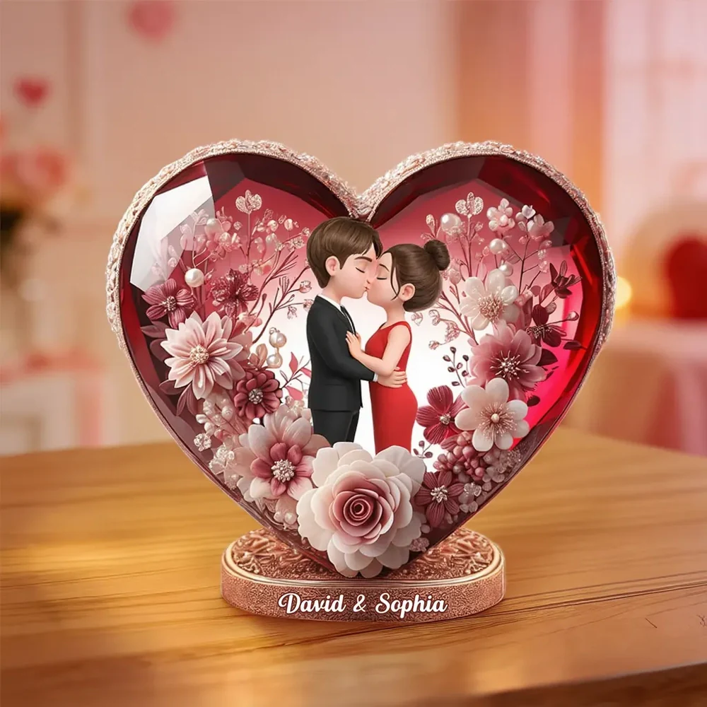 Eternal Love Heart Shaped Acrylic Block Plaque, Personalized Keepsake for a Couple - Sweet Home Accent, Thoughtful Gift for Her or Him - Image 2