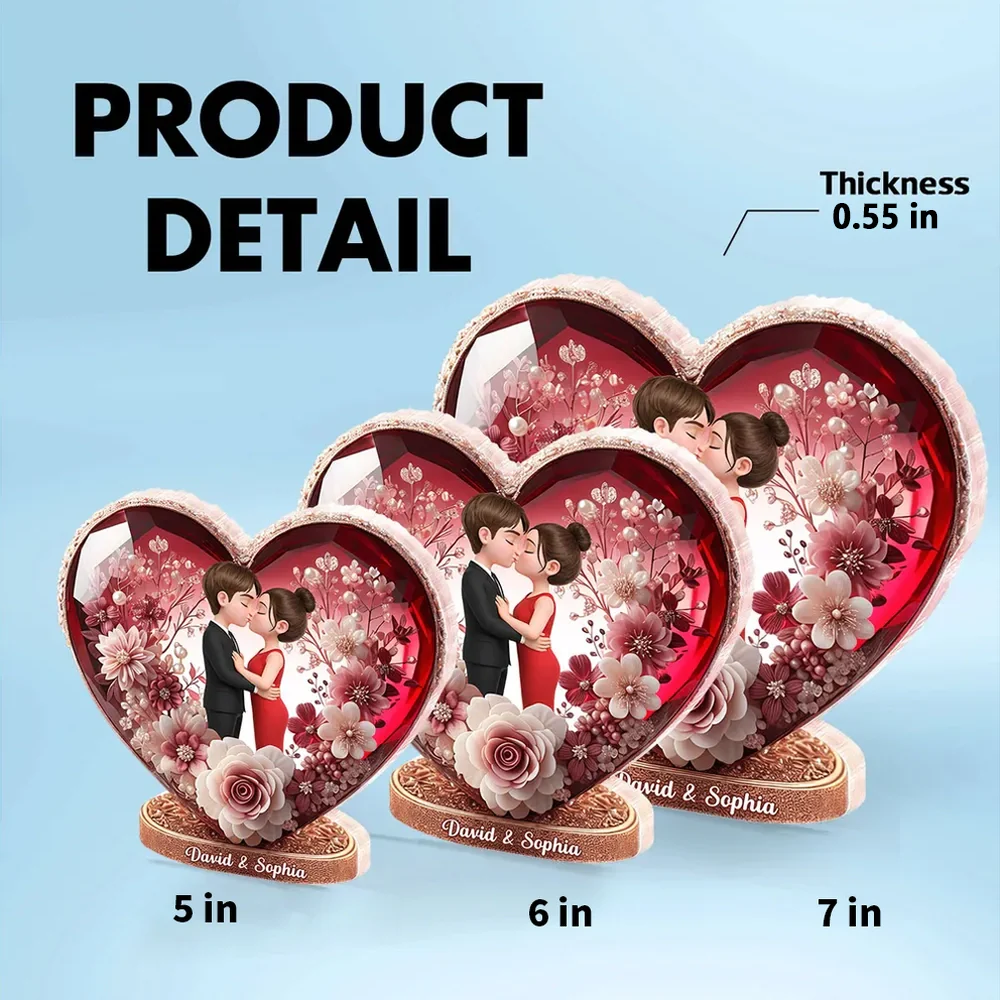 Eternal Love Heart Shaped Acrylic Block Plaque, Personalized Keepsake for a Couple - Sweet Home Accent, Thoughtful Gift for Her or Him - Image 4