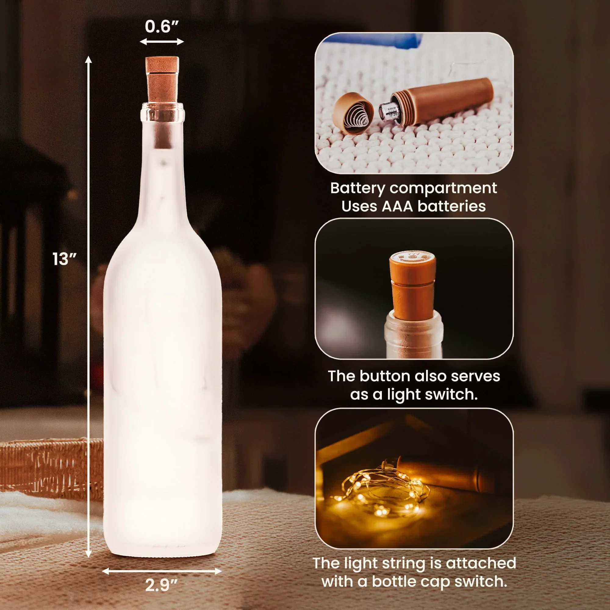 Personalized Bottle Lamp for Wife with Love Quote and Holding Hands Design, Warm Glow Bedroom Decor, Unique Romantic Gift - Image 5