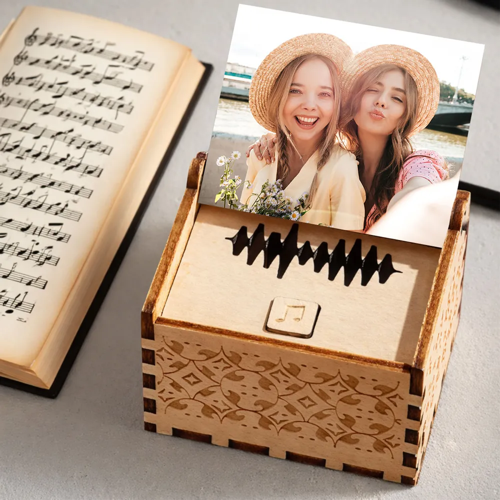 Personalized Wooden Music Box With Your Photo And Song - Romantic City Kiss Keepsake, Unique Gift For Couples - Image 5