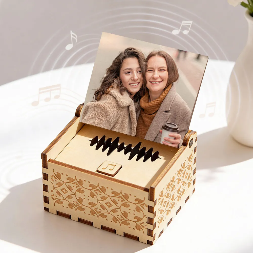 Personalized Wooden Music Box With Your Photo And Song - Romantic City Kiss Keepsake, Unique Gift For Couples - Image 6