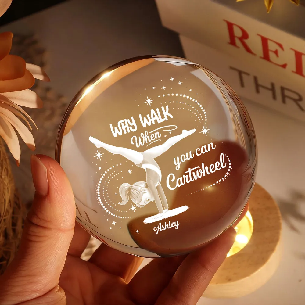 Why Walk When You Can Cartwheel 3-Color K5 Globe Lamp, Personalized Warm Glow Keepsake Gift for Gymnast Girls - Image 3