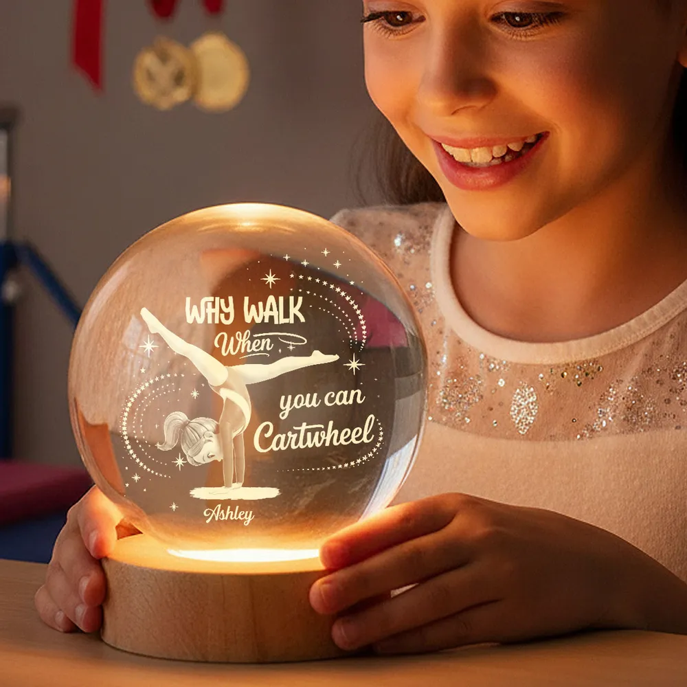 Why Walk When You Can Cartwheel 3-Color K5 Globe Lamp, Personalized Warm Glow Keepsake Gift for Gymnast Girls - Image 6