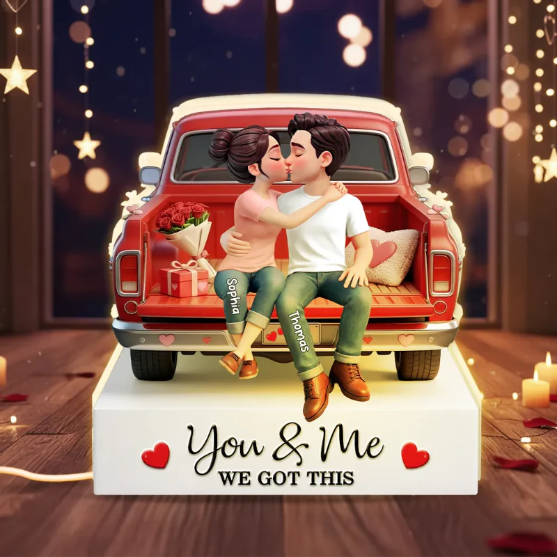 Personalized Couple Kissing in Red Truck Acrylic Light Box, Warm Glow Bedroom Decor, Unique Romantic Gift for Him or Her - Image 6