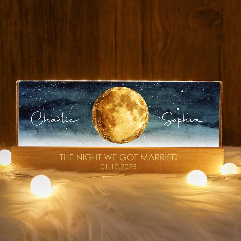 Personalized Moon Phase Block LED Light Plaque for Couple - Starry Night Bedside Decor, Unique Anniversary Gift - Image 6