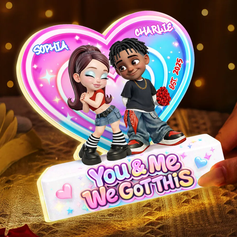 Personalized You & Me We Got This Heart Acrylic Light Box, Cute Cartoon Couple Bedroom Glow, Unique Gift for Him or Her - Image 8