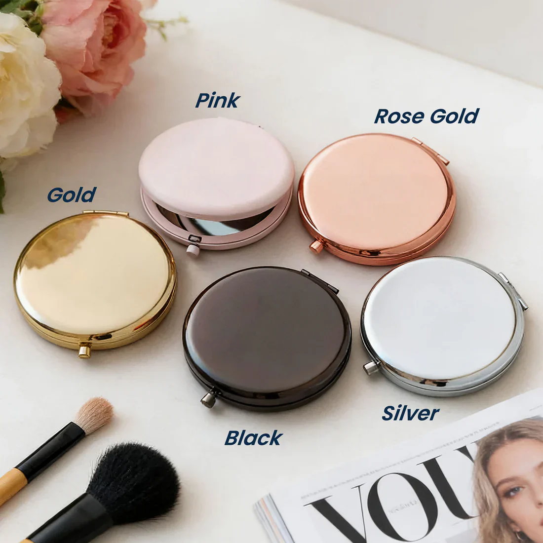 To My Daughter Personalized Metal Compact Mirror, Sweet Encouraging Note with Floral Design, Unique Gift She'll Carry Daily - Image 4