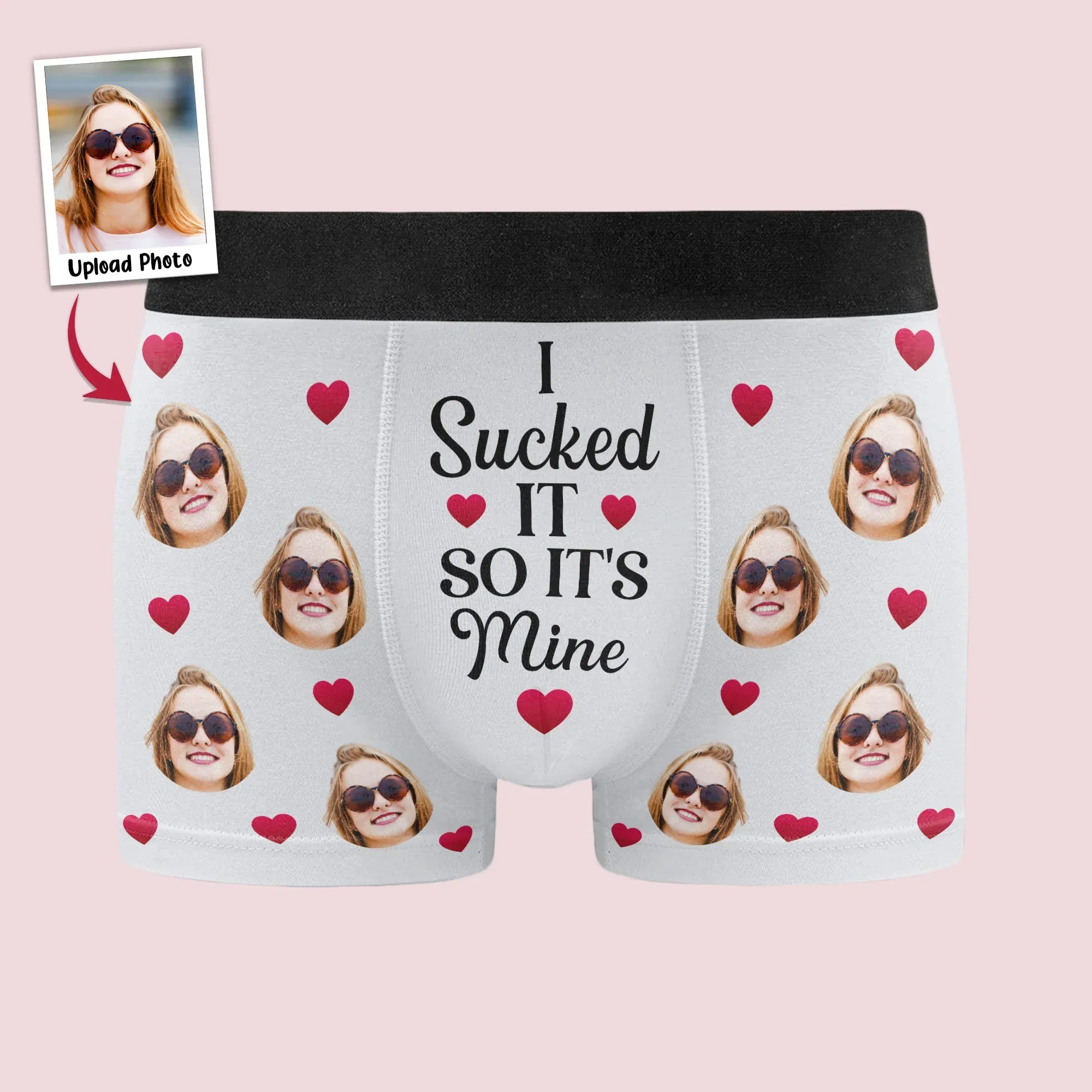 Personalized Photo Men's Boxer Briefs with Funny Love Quote, Black Heart Print, Unique Gift for Husband or Boyfriend - Image 5